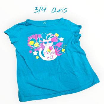 😺 T-shirt motif chat Carrefour – 3/4 ans 😺