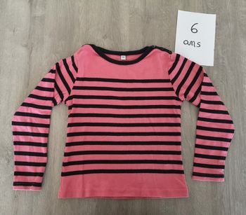 Haut manche longue rayé rose 6 ans