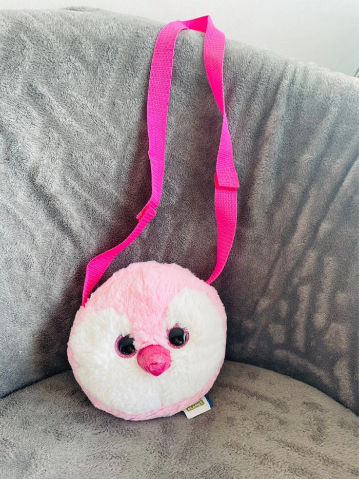 Sac bandoulière fille pingouin rose