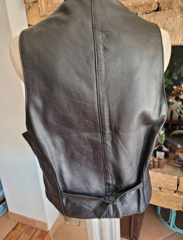 Gilet en cuir épais expresso taille L - photo numéro 2
