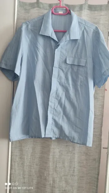 Chemise homme bleue rayures jaune reporter paris
