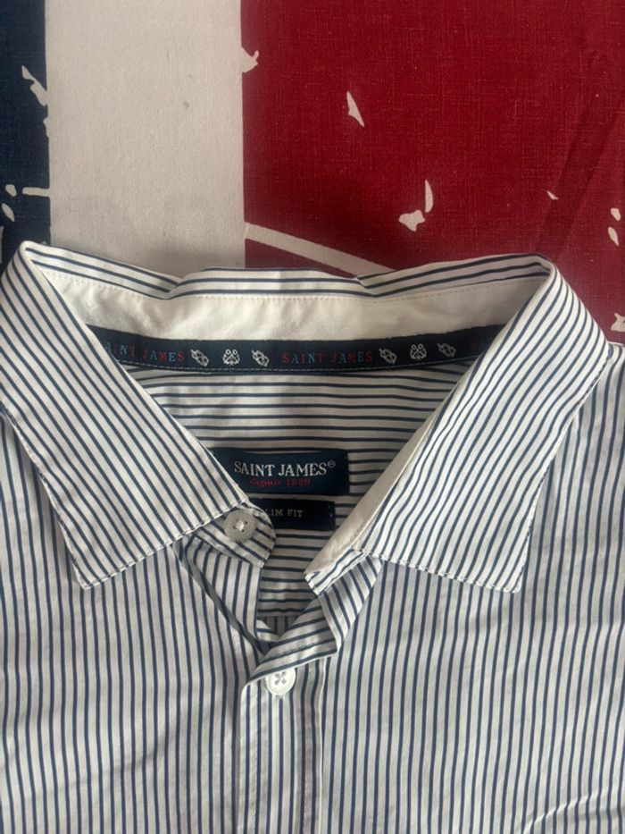Chemise Saint James taille Xl à rayures blanche et bleu - photo numéro 3
