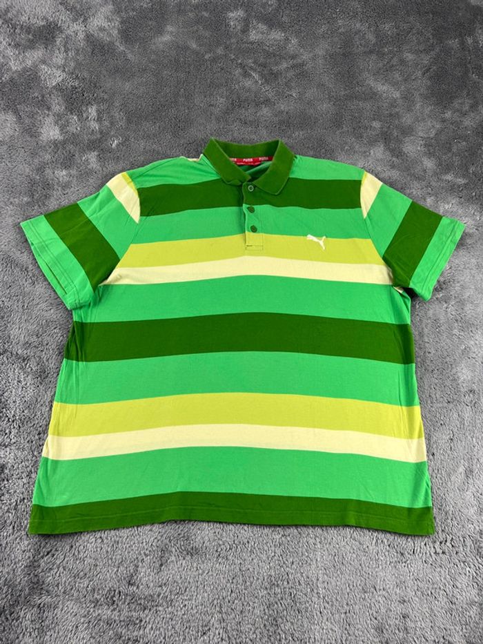 Polo rayé Puma vert et jaune – Taille XXL - photo numéro 2