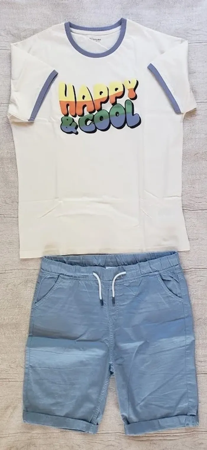 Ensemble Vertbaudet 14 ans tee-shirt et bermuda
