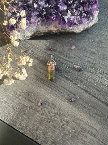Pendentif pendule en Unakite véritable du Mexique – Pierre naturelle