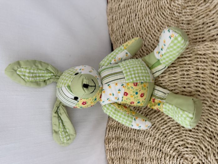 LAPIN MAXITA DOUDOU VERT IMPRIME VICHY ET FLEURS RAYE - photo numéro 5