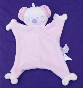 Doudou  plat Koala rose et blanc ' empreinte- Mots d'enfants