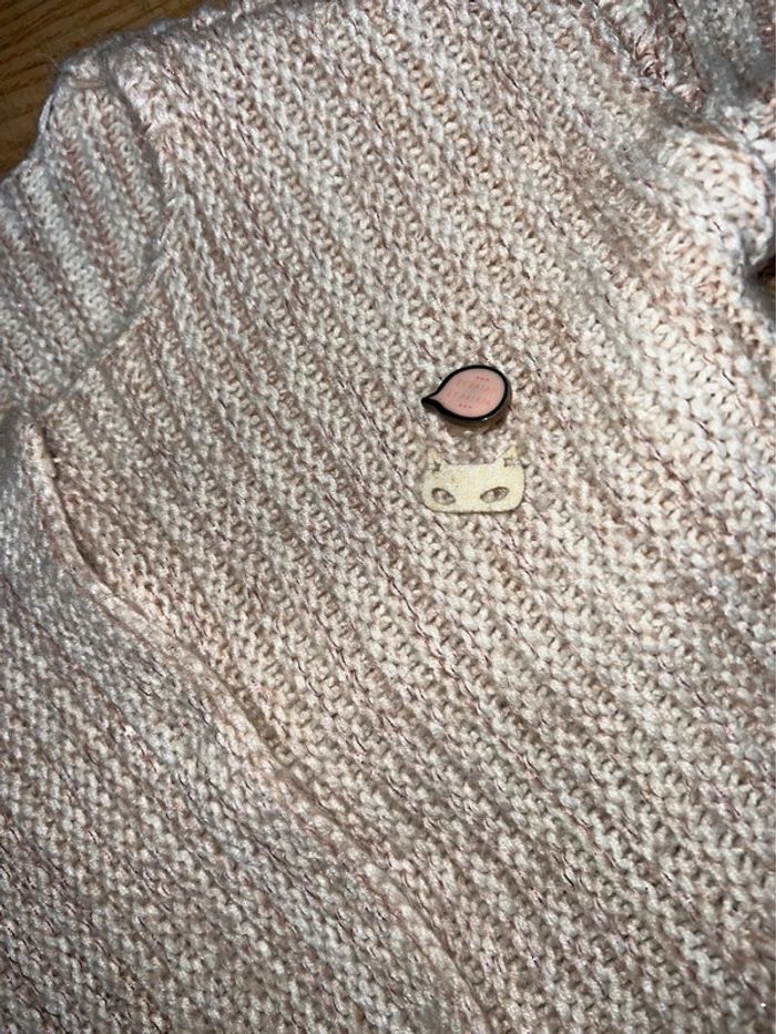 Gilet en laine rose pale chiné taille 2 3 4 ans tape à l’œil bien chaud veste - photo numéro 3