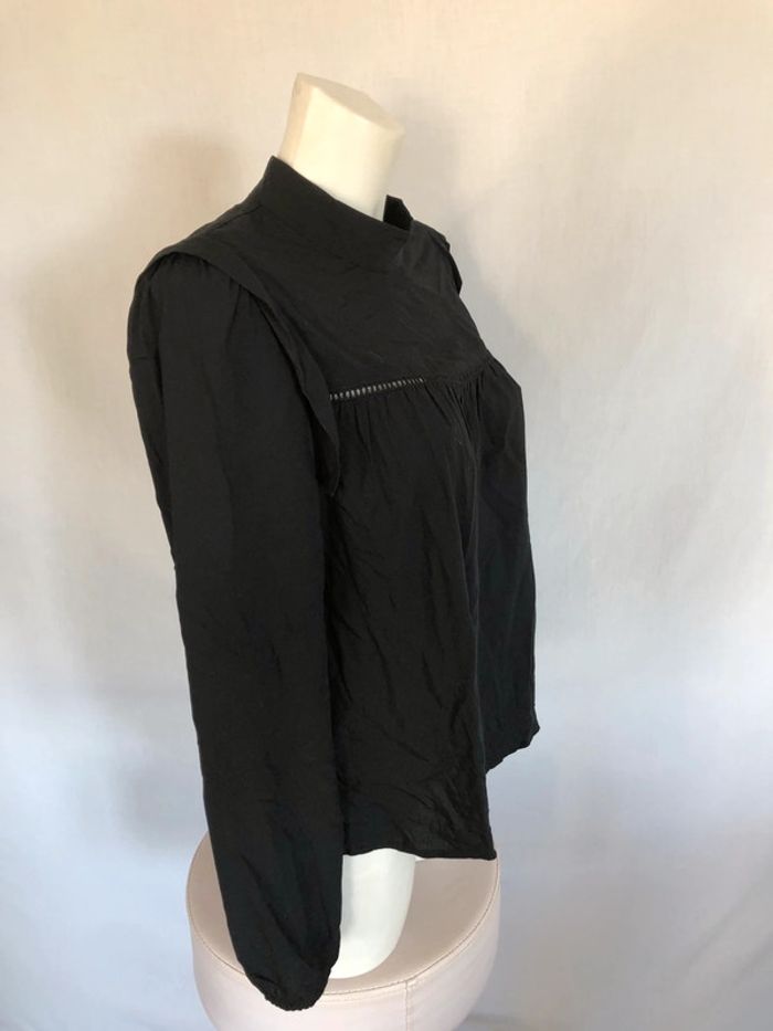 Superbe blouse Promod noire col montant taille 34 36 neuve - photo numéro 3