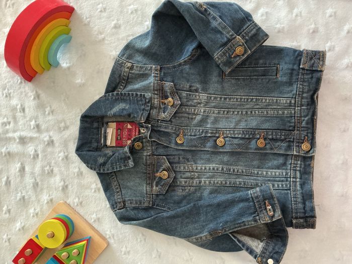 veste en jean bleu effet usé tape à l'oeil 2 ans - photo numéro 2