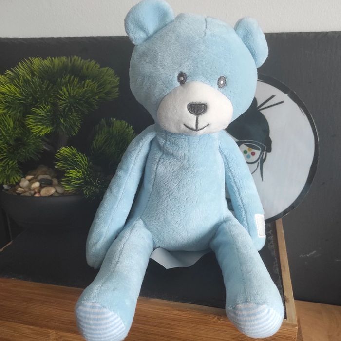 doudou peluche purs tom&kiddy tomkids bleu scratch bisous d'ange yt0416 Blanc