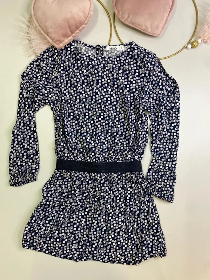 Robe fille - fleurs - Gémo - bleue - Taille 3 ans