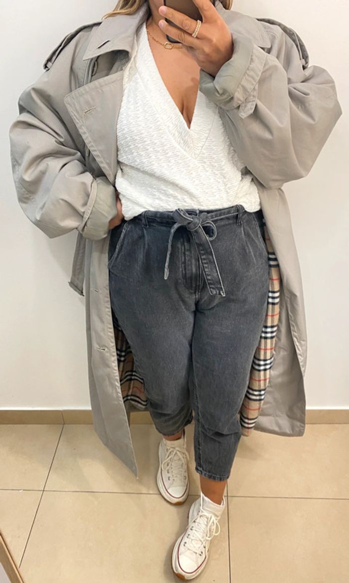 Trench Coat Long Mixte Taille 40-42 Coupe Loose - photo numéro 7