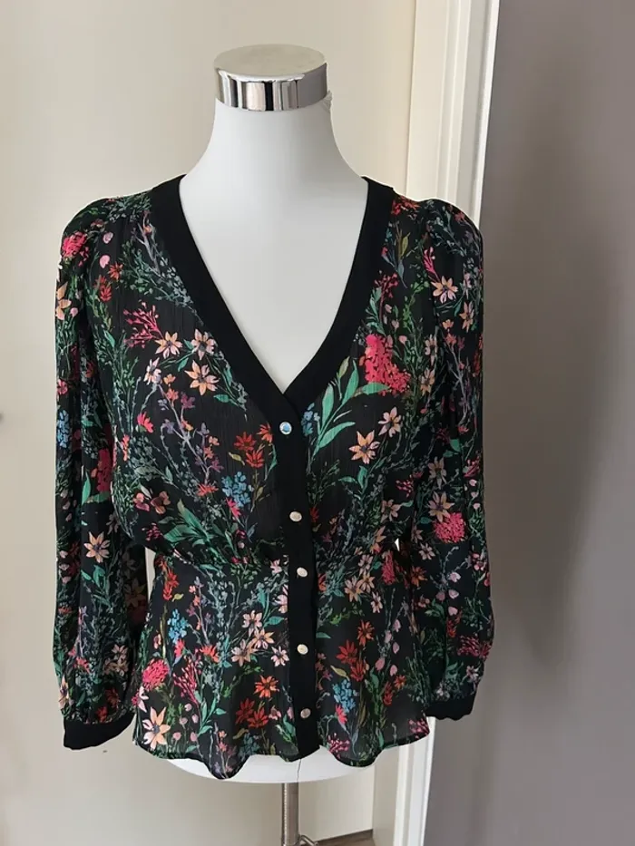 Morgan top haut blouse imprimer floral femme, taille 34