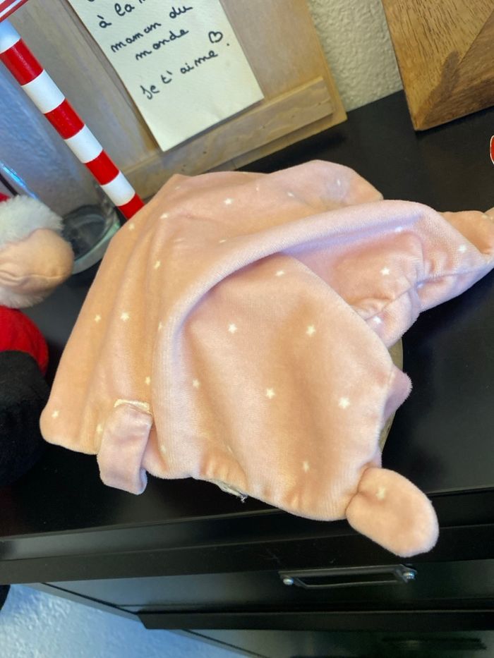 Doudou plat lapin rose a poids blanc kiabi - photo numéro 2