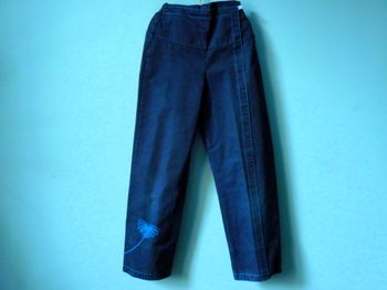 Pantalon Fille Marèse 10 ans bleu marine fleur neuf