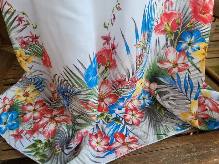 Tunique coton fleuri broderie blanc multicolore taille 52 - photo numéro 5