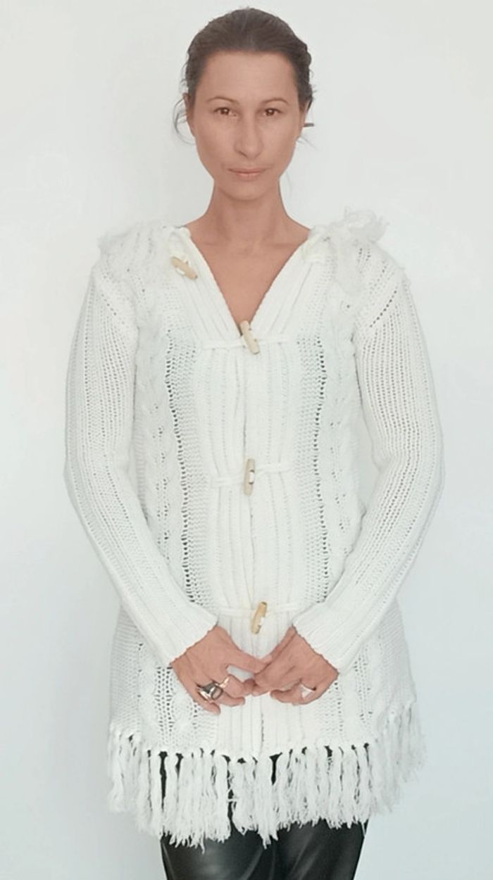 Gros gilet blanc frangé - photo numéro 2