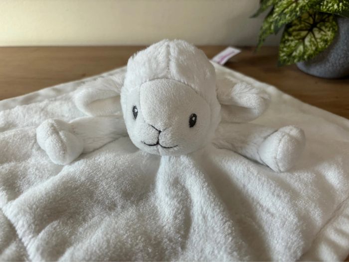 Doudou plat mouton agneau blanc pommette - photo numéro 3