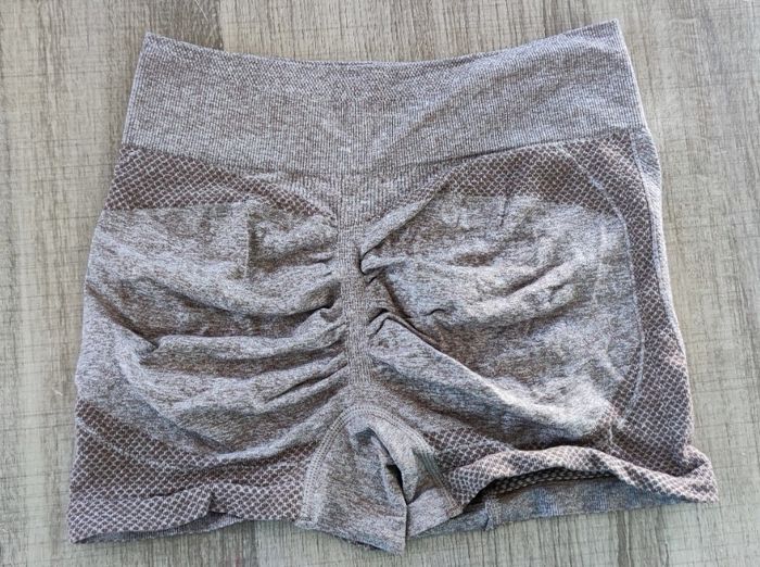 Short de sport taille haute couleur marron pour femme taille XL short de yoga fitness gym sport - photo numéro 4