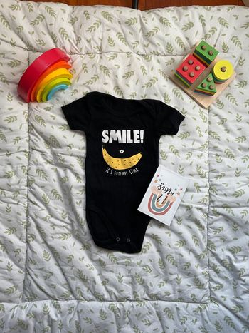 body manches courtes noir impression banane 12 mois