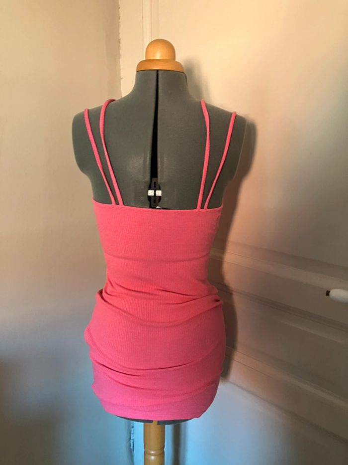 Robe maille bodycon moulante rose fuchsia fluo - photo numéro 4