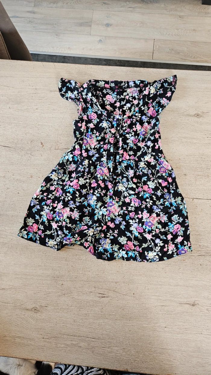 Combi short noir à fleurs roses, YD, 8/9 ans - photo numéro 2