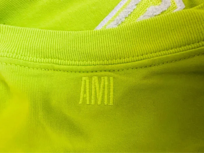 💚 T-shirt AMI Alexandre Mattiussi vert fluo – logo Ami de Coeur, coton bio, made in Portugal - photo numéro 5