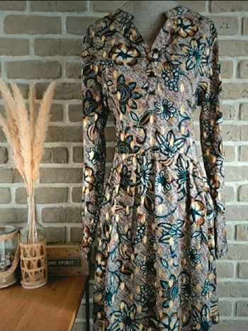 Robe fluide imprimé fleuri et doré Lilie Rose M 38