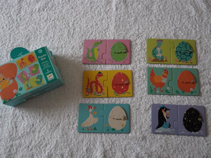 Jeu "Puzzle Duo Articulo Les oeufs rigolos" Djeco pour enfants (2 ans +) - photo numéro 3