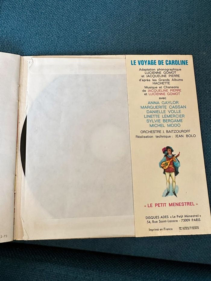 1973 Livre disque ancien Le Voyage de Caroline 33 tours vinyle Pierre Probst Ades Petit Ménestrel - photo numéro 9