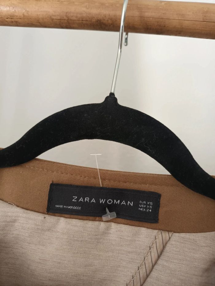 Veste blazer trench marron camel Zara Woman taille XS - photo numéro 2