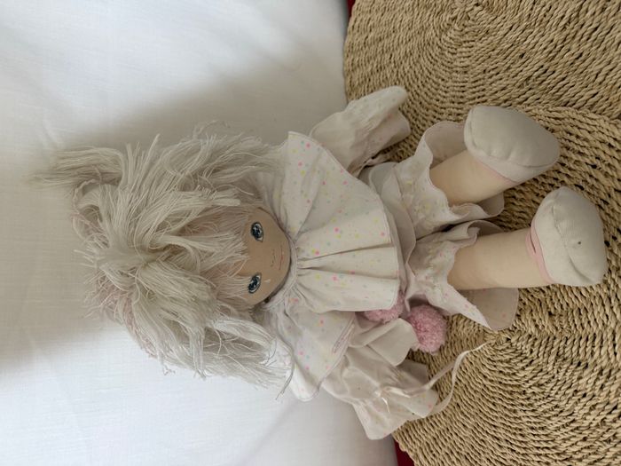 Poupée Doudou Pierrot Chiffon rose Et Blanc Mundia - photo numéro 7