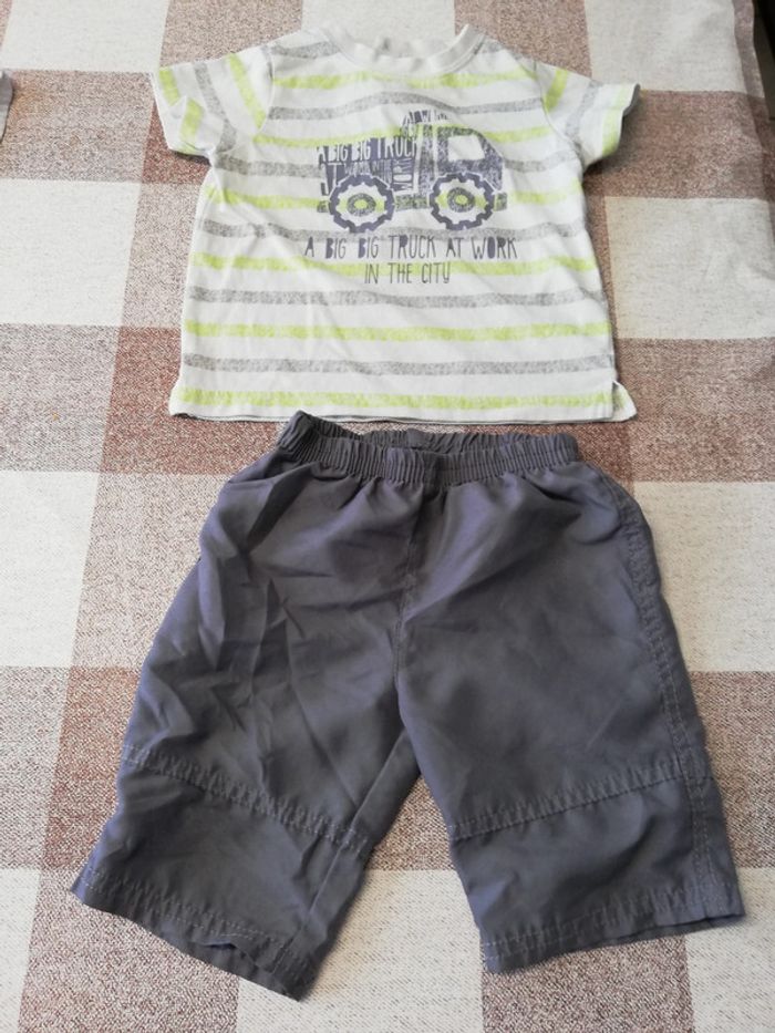 Ensemble 23 mois TS manches courtes et short gris