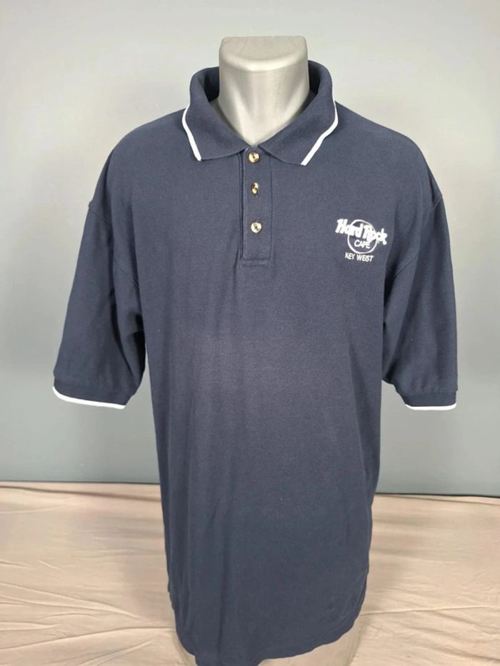 Polo hard rock cafe bleu key west - taille L - homme logo brodé (427) - photo numéro 2