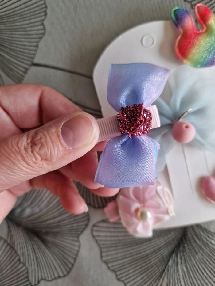 Lot 5 barrettes cheveux bébé enfant fille rose - photo numéro 3