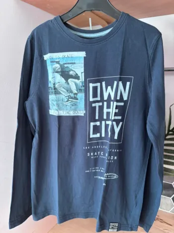 T-shirt ML bleu marine • 146/152 cm