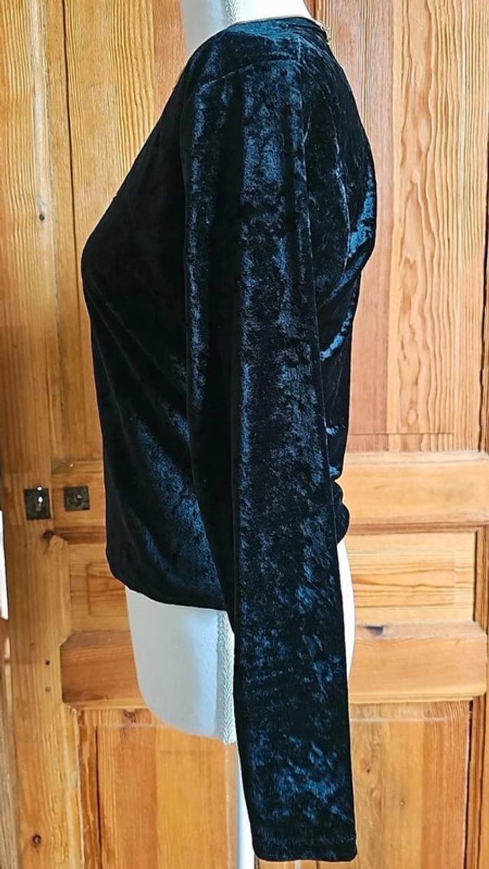 Destockage hiver vintage y2k noir velours avec pierres - photo numéro 3
