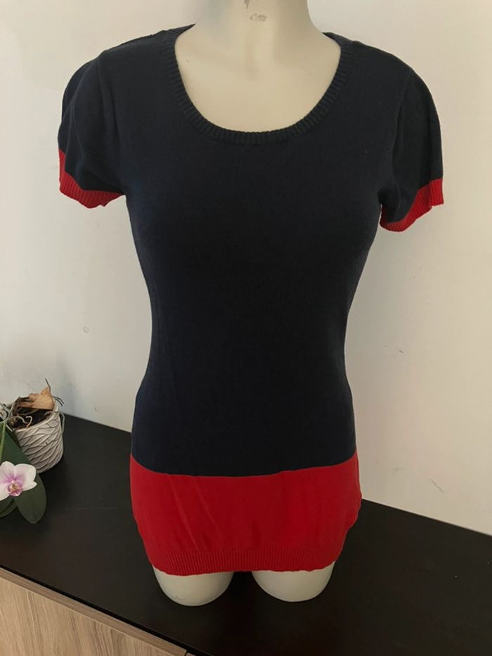 Robe pull marine et rouge taille S - photo numéro 2