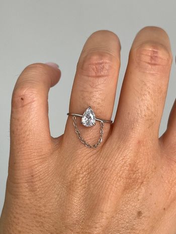 Bague réglable effet « diamant » scintillante en acier inoxydable argenté