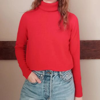 Col roulé rouge 100% cachemire Galeries Lafayette