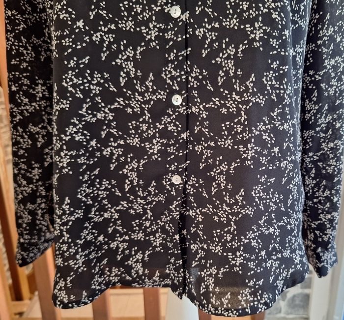 Chemise fluide noire mouchetée crème - photo numéro 3