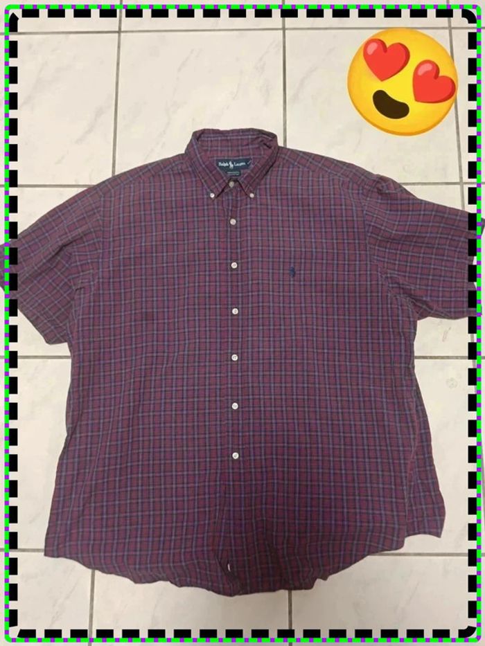 🟣 Chemise Ralph Lauren à Carreaux Rouge & Bleu – Taille 17 1/2 / 34-35 (Yarmouth – L homme) - photo numéro 2