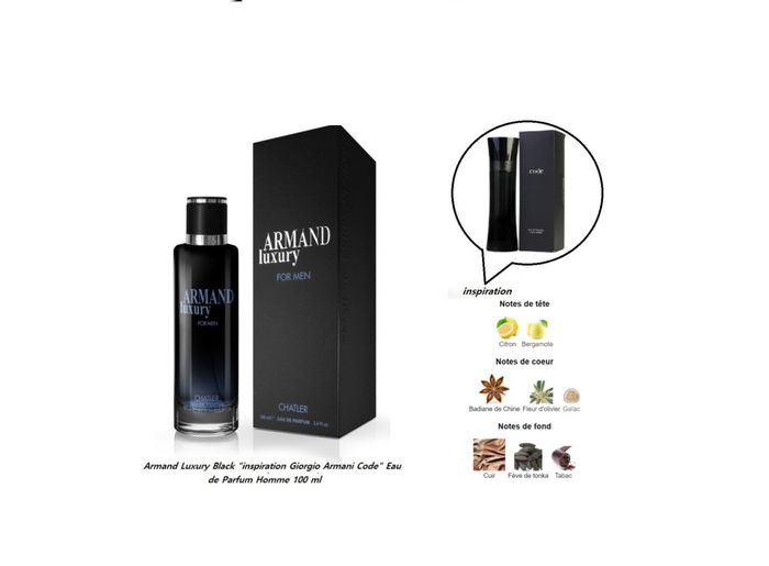 Armand Luxury Black "inspi armanicode " Eau de Parfum Homme 100 ml - photo numéro 2