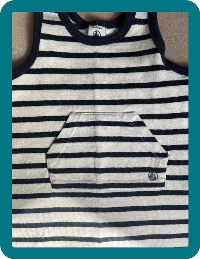 Barboteuse mixte marinière sans manches 12 mois - Petit Bateau - photo numéro 4