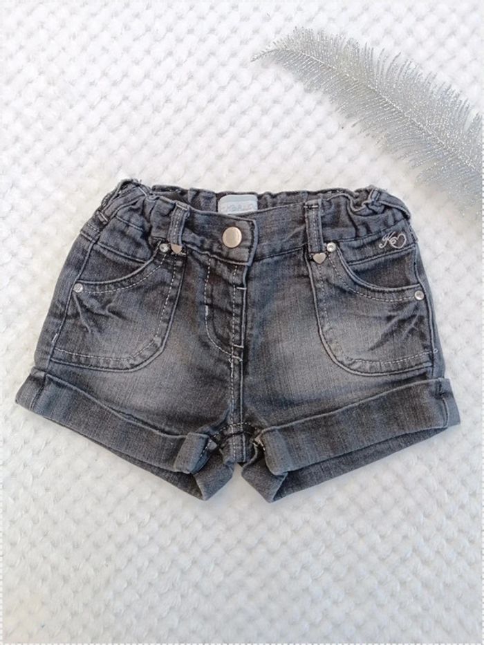 🔸Short en jean noir gris - 18 mois Kimbaloo🔸