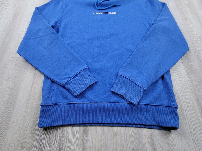 Sweat à capuche Tommy Jeans bleu – Logo TJ – Taille S/M - photo numéro 5