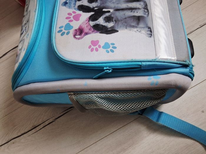 Sac à dos cartable bleu motifs chien rigide - photo numéro 5