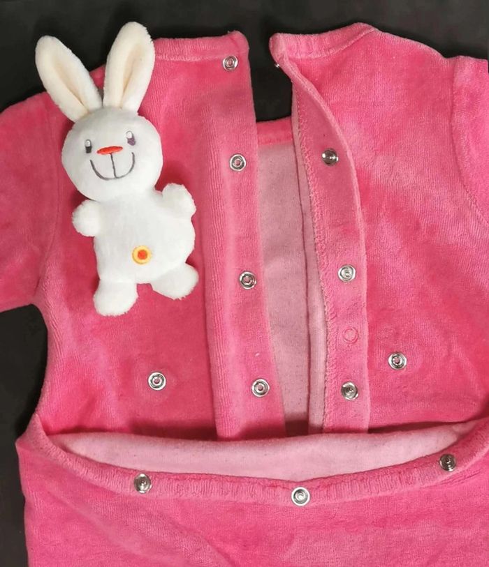 Pyjama 👣 velours rose kimbaloo 3 mois grenouillère - photo numéro 4