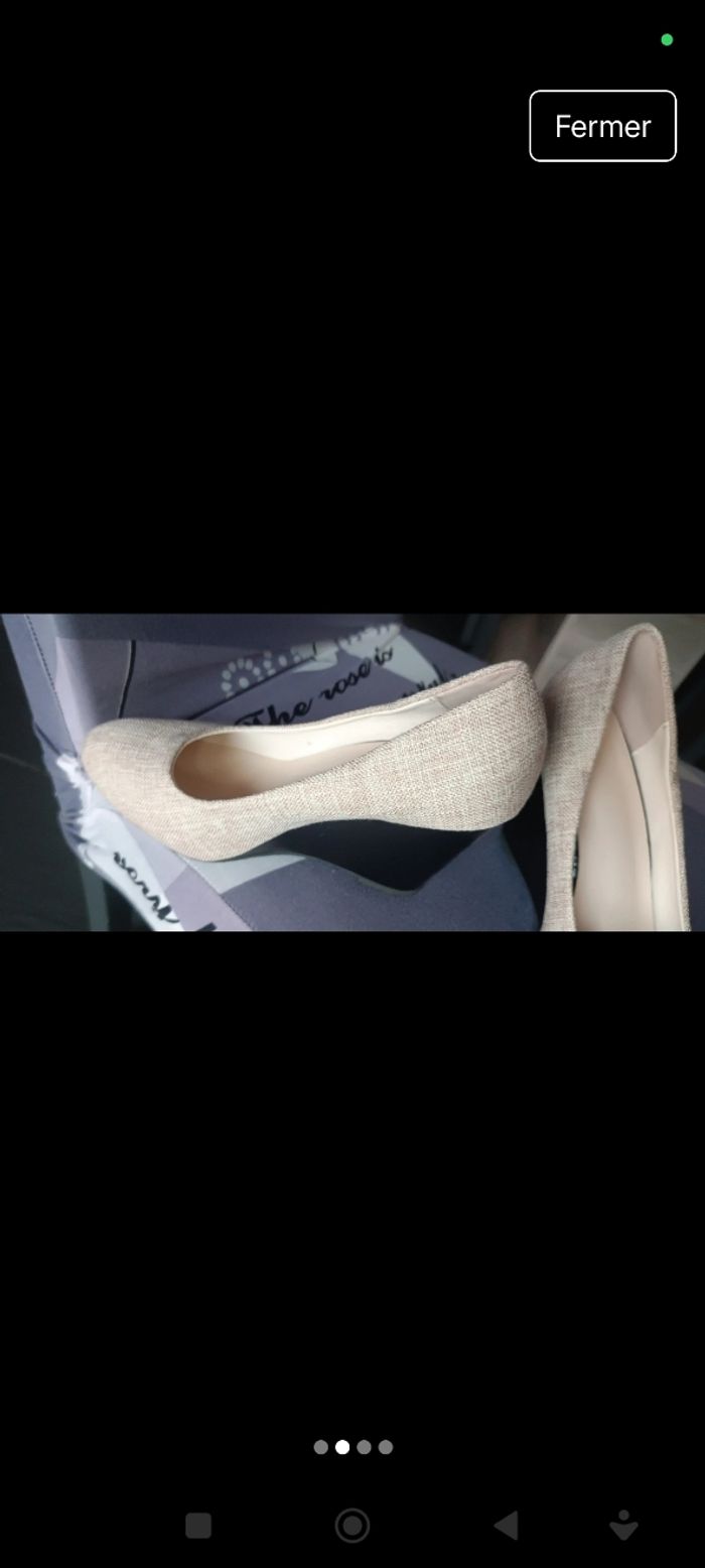 Chaussures femme talon compensé crème - photo numéro 3